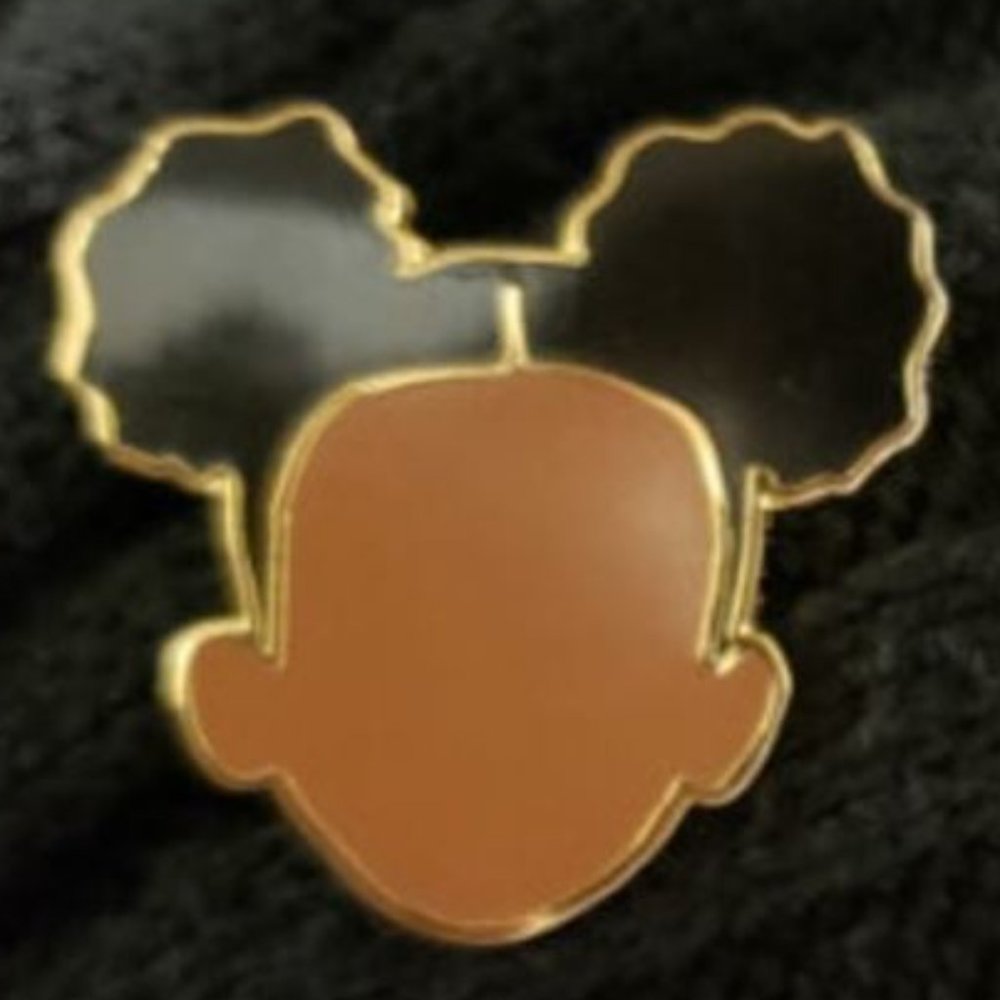 Ebony Brown Bronze girl afro puff silhouette lapel pin button
